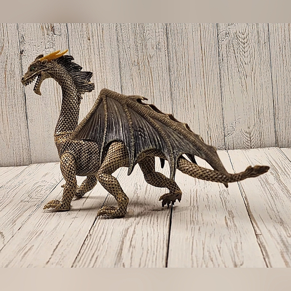 Detailed Mystical Gray Dragon Poseable Articulated Features, Rare Kidcore Toys